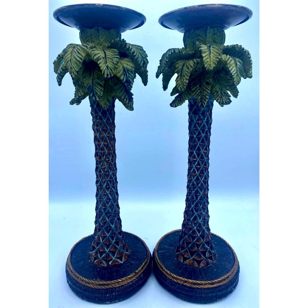 Bill Blass Tall Palm Tree Candle Sticks 12 Inches 1980s/ Set/2